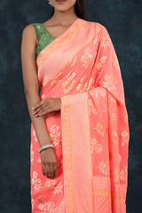 Handwoven Georgette Khaddi Silk Saree - Chinaya Banaras