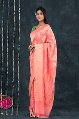 Handwoven Georgette Khaddi Silk Saree - Chinaya Banaras
