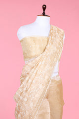 Almond White Embellished Tissue Silk Saree for Party/Festive/Wedding Wear