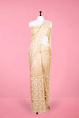 Almond White Embellished Tissue Silk Saree for Party/Festive/Wedding Wear