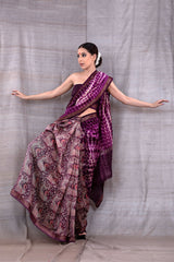 Radiant Violet Tie & Dye Chanderi Silk Saree - Chinaya Banaras