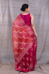 Red Hue Rangkat Woven Chanderi Silk Saree - Chinaya Banaras