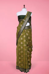 Henna green saree, chanderi saree, chanderi silk saree, chanderi print