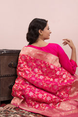 Floral Jaal Handwoven Banarasi Silk Saree - Chinaya Banaras