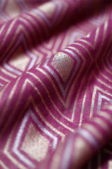 Purple Geometrical Woven Mulberry Silk Fabric Than - Chinaya Banaras