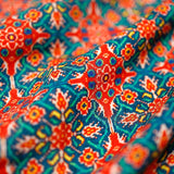 Sea Blue Patola Printed Chanderi Silk Fabric At Chinaya Banaras