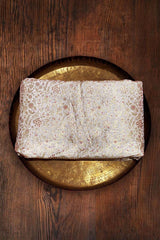 Pearl White Banarasi Silk Fabric with Meenakari Floral Woven