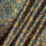 Fabric, Blue fabric, banarasi fabric, silk fabric, brocade fabric, handloom fabric, indian fabric, fabric for blouse, fabric for dress