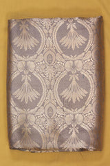 Grey Banarasi Silk Brocade Fabric with Ethnic Floral Jaal