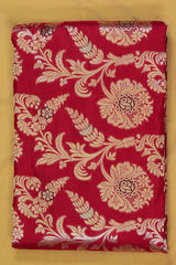 Red Banarasi Silk Fabric with Meenakari Floral Work
