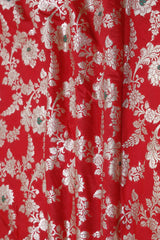 Red Banarasi Silk Fabric with Floral Meenakari Work