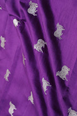 Purple Chiniya Banarasi Silk Fabric with Pichwai Motifs