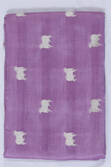 Lilac Chiniya Banarasi Silk Fabric with Pichwai Motifs