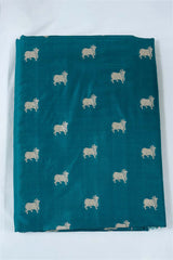 Rama Green  Banarasi Silk Fabric with Pichwai Motifs