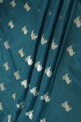 Rama Green  Banarasi Silk Fabric with Pichwai Motifs
