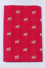 Red Banarasi Silk Fabric with Pichwai Motifs