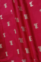 Red Banarasi Silk Fabric with Pichwai Motifs