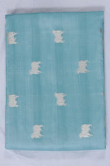 Sky blue Chiniya Banarasi Silk Fabric with Pichwai Motifs