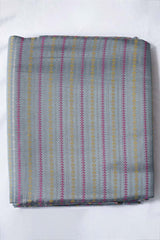 Grey Banarasi Satin Silk Fabric with Geometrical Stripes