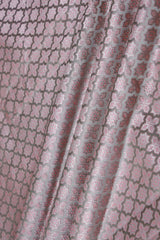 Grey Banarasi Silk Fabric with Pink Geometrical Brocade