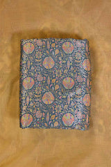 Cobalt Blue Banarasi Chiniya Silk Fabric with Floral Meenakari Work