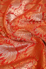Red Banarasi fabric, banarasi fabric, banarasi brocade fabric, banarasi silk fabric, banarasi fabric online