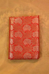 Red Banarasi Silk Fabric with Floral Jaal Palm Tree Motifs