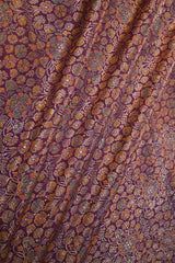 Purple Banarasi Chiniya Silk Fabric with Multicolor Floral Meenakari Work