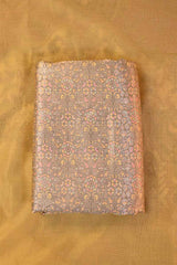 Beige Banarasi Chiniya Silk Fabric with Multicolor Floral Meenakari Work