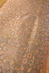 Beige Banarasi Chiniya Silk Fabric with Multicolor Floral Meenakari Work