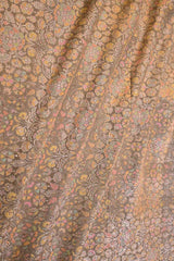 Beige Banarasi Chiniya Silk Fabric with Multicolor Floral Meenakari Work