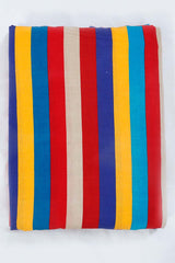 Multicolor Cotton Silk Fabric with Striped Design