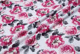 Pink Pure Cotton Fabric with Multicolored Digital Floral Prints