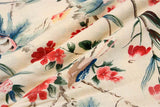 Cream Cotton Fabric with Multicolored Digital Floral Prints