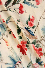 Cream Cotton Fabric with Multicolored Digital Floral Prints