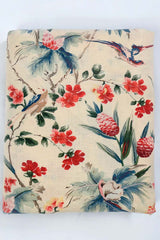 Cream Cotton Fabric with Multicolored Digital Floral Prints