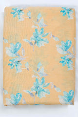 Butter Yellow Cotton Fabric with Multicolored Digital Floral Prints