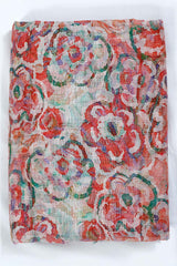 Rust Pure Cotton Fabric with Watercolor Digital Print