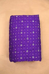 Purple Chiniya Silk Fabric with Bandhani Print