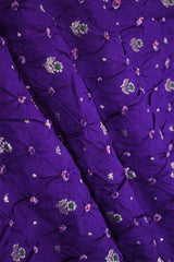 Purple Chiniya Silk Fabric with Bandhani Print