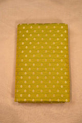 Henna Green Banarasi Katan Silk Fabric with Tanchoi Zari Motifs