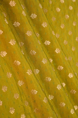 Henna Green Banarasi Katan Silk Fabric with Tanchoi Zari Motifs
