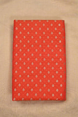 Orange Banarasi Katan Silk Fabric with Tanchoi Zari Motifs