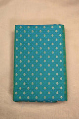 Teal Blue Banarasi Katan Silk Fabric with Tanchoi Zari Motifs
