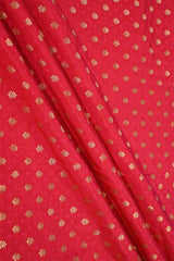 Red Banarasi Katan Silk Fabric with Tanchoi Zari Motifs