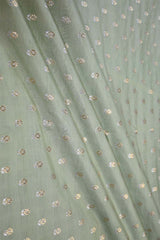 Sage Green Banarasi Silk Fabric with Sona-Rupa Zari Floral Buti