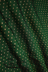 Bottle Green Katan Silk Fabric with Gold Zari