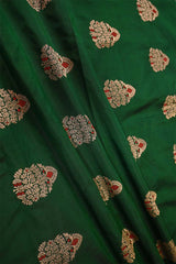 Bottle Green Handloom Banarasi Silk Fabric