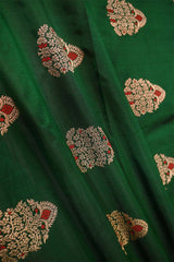 Bottle Green Handloom Banarasi Silk Fabric