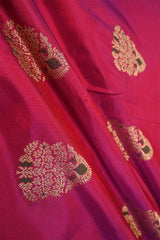 Magenta Pink Handloom Banarasi Silk Fabric